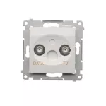 Simon 54 WMDA-07xxxx-011 Gniazdo TV-DATA. Dwa porty wyjściowe typu "F" (moduł). Częstotliwość dla wejścia 5-1000 MHz; biały