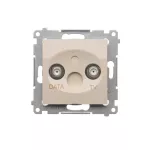 Simon 54 WMDA-07xxxx-041 Gniazdo TV-DATA. Dwa porty wyjściowe typu "F" (moduł). Częstotliwość dla wejścia 5-1000 MHz; kremowy