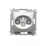 Simon 54 WMDA-07xxxx-043 Gniazdo TV-DATA. Dwa porty wyjściowe typu "F" (moduł). Częstotliwość dla wejścia 5-1000 MHz; srebrny mat