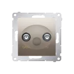 Simon 54 WMDA-07xxxx-044 Gniazdo TV-DATA. Dwa porty wyjściowe typu "F" (moduł). Częstotliwość dla wejścia 5-1000 MHz; złoty mat