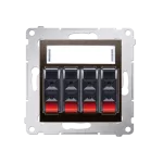 Simon 54 WMDG-04000x-046 Gniazdo głośnikowe 4-krotne z polem opisowym (moduł). Przekrój przewodów dla wejścia i wyjścia 2,5 mm2; brąz mat