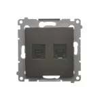 Simon 54 WMDT-0020xx-046 Gniazdo telefoniczne podwójne RJ12 (moduł); brąz mat