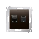 Simon 54 WMDK-0620xx-046 Gniazdo komputerowe podwójne RJ45 kategoria 6, z przesłoną przeciwkurzową (moduł); brąz mat