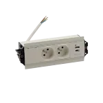 Simon 480 TS48-530E20B00-33 Indesk 2 gn. typ E + ładowarka USB typ A+C; złącze 10 cm przewód; biały