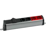 Simon 480 TS48-230E220K0-40 Listwa poszerzona 2 gn. typ E; 2 gn. UPS i płytka 2xRJ45 keystone; złącze śrubowe; aluminium-czarny