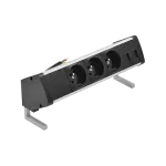 Simon 480 TS48-430E300K0-40 Biurkowy zestaw gniazd 3 gn. typ E i płytka dla 2 złączy RJ45 keystone; złącze 10 cm przewód; alu-czarny