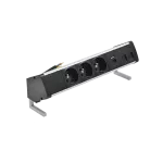 Simon 480 TS48-430E30BK0-40 Biurkowy zestaw gniazd 3 gn. typ E + ładow. USB A+C i płytka dla 2 złączy RJ45 keystone; złącze 10 cm przewód; alu-czarny