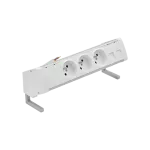 Simon 480 TS48-430E300K0-30 Biurkowy zestaw gniazd 3 gn. typ E i płytka dla 2 złączy RJ45 keystone; złącze 10 cm przewód; alu-biały