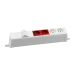 Simon 480 TS48-230E220K0-33 Listwa poszerzona 2 gn. typ E; 2 gn. UPS i płytka 2xRJ45 keystone; złącze śrubowe; biały