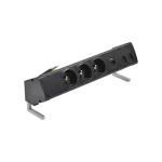 Simon 480 TS48-430E30BK0-44 Biurkowy zestaw gniazd 3 gn. typ E + ładow. USB A+C i płytka dla 2 złączy RJ45 keystone; złącze 10 cm przewód; czarny