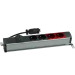 Simon 480 TS48-120E220K0-40 Listwa standardowa 2 gn. typ E; 2 gn. UPS i płytka 2xRJ45 keystone; złącze w układzie Wieland; alu-czarny