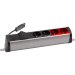 Simon 480 TS48-220E220K0-40 Listwa poszerzona 2 gn. typ E; 2 gn. UPS i płytka 2xRJ45 keystone; złącze w układzie Wieland; alu-czarny