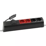 Simon 480 TS48-220E220K0-44 Listwa poszerzona 2 gn. typ E; 2 gn. UPS i płytka 2xRJ45 keystone; złącze w układzie Wieland; czarny