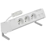 Simon 480 TS48-410E300K0-30 Biurkowy zestaw gniazd 3 gn. typ E i płytka dla 2 złączy RJ45 keystone; złącze w układzie Wieland; alu-biały