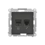 Simon 55 WMDK-16105N-149 Gniazdo komputerowe RJ45 kategoria 5e + telefoniczne RJ12 (moduł); Czarny mat
