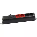 Simon 480 TS48-230E220K0-44 Listwa poszerzona 2 gn. typ E; 2 gn. UPS i płytka 2xRJ45 keystone; złącze śrubowe; czarny