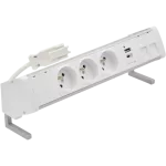 Simon 480 TS48-410E30BK0-30 Biurkowy zestaw gniazd 3 gn. typ E + ładow. USB A+C i płytka dla 2 złączy RJ45 keystone; złącze w układzie Wieland; alu-biały