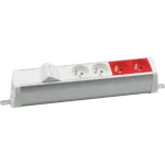 Simon 480 TS48-230E220K0-30 Listwa poszerzona 2 gn. typ E; 2 gn. UPS i płytka 2xRJ45 keystone; złącze śrubowe; aluminium-biały