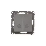 Simon 55 WMDL-TW6-2L2X-149 Łącznik schodowy podwójny z podświetleniem bez piktogramu – osobne podświetlenie dla każdego klawisza (moduł) 10 AX, 250 V~, szybkozłącza; Czarny mat