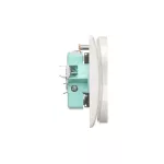 Simon Basic WMBW-102102-1011 Gniazdo wtyczkowe z uziemieniem podwójne, z funkcją niezmienności faz, z przesłonami, 16A, 250V~, zaciski śrubowe. Kompletne - nie do ramek; biały