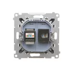 Simon 55 WMDK-16105N-116 Gniazdo komputerowe RJ45 kategoria 5e + telefoniczne RJ12 (moduł); Grafitowy mat