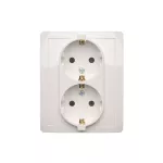 Simon Basic WMBW-12211x-1013 Gniazdo wtyczkowe z uziemieniem Schuko podwójne, z przesłonami torów prądowych; biały