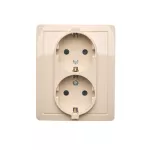 Simon Basic WMBW-12211x-9013 Gniazdo wtyczkowe z uziemieniem Schuko podwójne, z przesłonami torów prądowych; beż