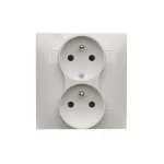 Simon 54 WMDW-00210Z-011 Gniazdo wtyczkowe z uziemieniem podwójne, z funkcją niezmienności faz, z przesłonami, 16A, 250V~, zaciski śrubowe. Kompletne - nie do ramek; biały