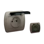 Simon Akord WMAW-33111x-H011 Gniazdo wtyczkowe z uziemieniem, bryzgoszczelne IP44 z przesłonami torów prądowych, klapka transparentna, 16A, 250V~, zaciski śrubowe; satynowy