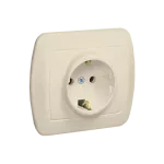 Simon Akord WMAW-42111x-9012 Gniazdo wtyczkowe z uziemieniem typu Schuko, z przesłonami torów prądowych, 16A, 250V~, zaciski śrubowe; beż