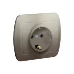 Simon Akord WMAW-42111x-H012 Gniazdo wtyczkowe z uziemieniem typu Schuko, z przesłonami torów prądowych, 16A, 250V~, zaciski śrubowe; satynowy