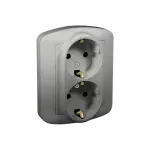 Simon Akord WMAW-12211x-D012 Gniazdo wtyczkowe podwójne z uziemieniem typu Schuko, z przesłonami torów prądowych, Σ16A, 250V~, zaciski śrubowe; aluminiowy