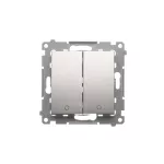 Simon 54 WMDL-Z10005-043 Łącznik dwubiegunowy podwójny (moduł) 16AX, 250V~, zaciski śrubowe; srebrny mat