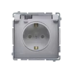 Simon Basic WMBW-53111x-J011 Gniazdo wtyczkowe Schuko do wersji IP44 z przesłonami (moduł) 16A, 250V~,zaciski śrubowe; stal inox. Klapka transparentna