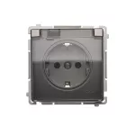 Simon Basic WMBW-53111x-J011 Gniazdo wtyczkowe Schuko do wersji IP44 z przesłonami (moduł) 16A, 250V~,zaciski śrubowe; stal inox. Klapka transparentna