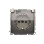 Simon Basic WMBW-73111x-H011 Gniazdo wtyczkowe Schuko do wersji IP44 (moduł) 16A, 250V~, zaciski śrubowe; satynowy. Klapka transparentna