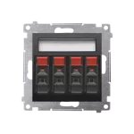 Simon 54 WMDG-04000x-049 Gniazdo głośnikowe 4-krotne z polem opisowym (moduł). Przekrój przewodów dla wejścia i wyjścia 2,5 mm2; czarny