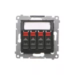 Simon 54 WMDG-04000x-049 Gniazdo głośnikowe 4-krotne z polem opisowym (moduł). Przekrój przewodów dla wejścia i wyjścia 2,5 mm2; czarny