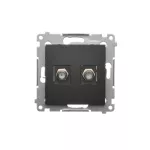 Simon 54 WMDA-050xxx-049 Gniazdo antenowe typu "F" podwójne (moduł). Do instalacji indywidualnych; czarny