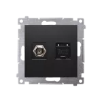 Simon 54 WMDA-0510xx-049 Gniazdo antenowe typu "F" + RJ45 kat.6 (moduł); czarny