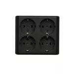 Simon 54 WMEW-22411N-049 Gniazdo poczwórne Schuko natynkowe z przesłonami torów prądowych wersja skandynawska 16A, 250V~, szybkozłącza; czarny