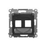 Simon 54 WMDA-P92xx1-049 Pokrywa gniazd teleinformatycznych IP44 na Keystone podwójna z polem opisowym, klapka transparentna; czarny Wymagana uszczelka IP44 do ramki