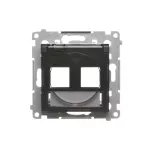 Simon 54 WMDA-P92xx1-049 Pokrywa gniazd teleinformatycznych IP44 na Keystone podwójna z polem opisowym, klapka transparentna; czarny Wymagana uszczelka IP44 do ramki