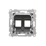 Simon 54 WMDA-P92xx1-049 Pokrywa gniazd teleinformatycznych IP44 na Keystone podwójna z polem opisowym, klapka transparentna; czarny Wymagana uszczelka IP44 do ramki