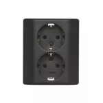 Simon 54 WMEW-12211C-801 Gniazdo podwójne Schuko podtynkowe z przesłonami torów prądowych wersja skandynawska 16A, 250V~, szybkozłącza; czarny