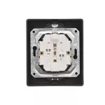 Simon 54 WMEW-12211C-801 Gniazdo podwójne Schuko podtynkowe z przesłonami torów prądowych wersja skandynawska 16A, 250V~, szybkozłącza; czarny