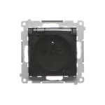 Simon 54 WMDW-53121x-049 Gniazdo wtyczkowe do wersji IP44 bez uszczelki (moduł) 16A, 250V~, zaciski śrubowe, klapka transparentna; czarny Wymagana uszczelka ramki