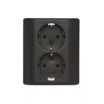 Simon 54 WMEW-12211N-049 Gniazdo podwójne Schuko podtynkowe z przesłonami torów prądowych wersja skandynawska 16A, 250V~, zaciski śrubowe; czarny