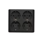 Simon 54 WMEW-22411x-049 Gniazdo poczwórne Schuko natynkowe z przesłonami torów prądowych wersja skandynawska 16A, 250V~, zaciski śrubowe; czarny