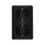 Simon 54 WMEW-22211N-049 Gniazdo podwójne Schuko natynkowe z przesłonami torów prądowych wersja skandynawska 16A, 250V~, zaciski śrubowe; czarny